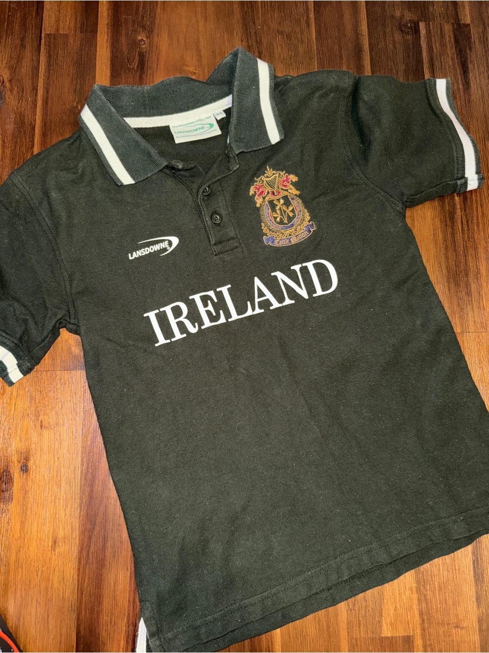 Landsdowne Club Monaco Dark Green 'Ireland' Crest Polo for Kids Size 5/6 Crest